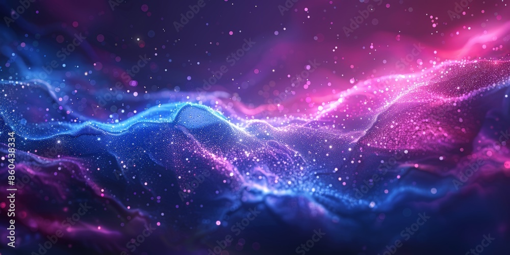 Fototapeta premium Abstract cosmic scene with purple and blue light effects.