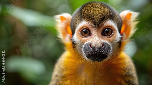 Squirrel monkey with big eyes looking at the camera photo