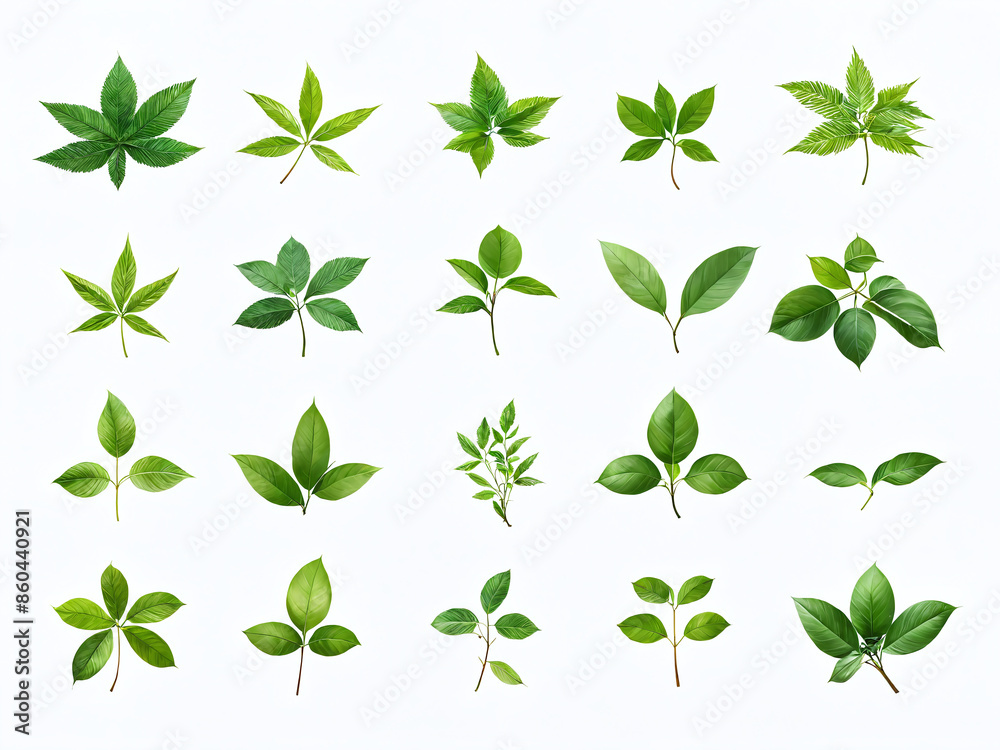 Collection of green leaves isolated on a white background Collection of green leaves isolated on a white background