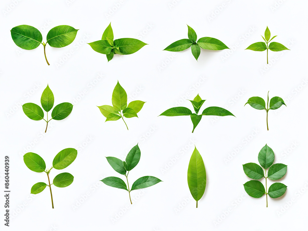 Collection of green leaves isolated on a white background Collection of green leaves isolated on a white background