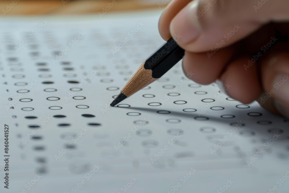 Hand Filling Out Multiple Choice Exam with Pencil Hand Filling Out Multiple Choice Exam with Pencil