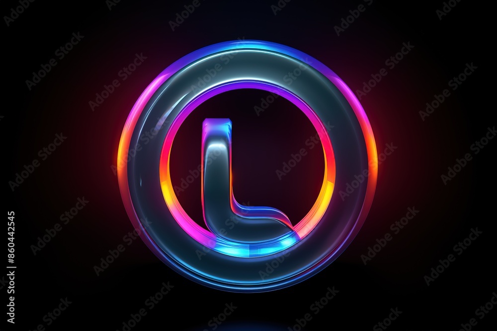 Obraz premium Colorful letter on black background. Vibrant shades of red, blue, and yellow create a striking contrast.