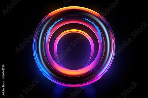 Colorful letter on black background. Vibrant shades of red, blue, and yellow create a striking contrast.