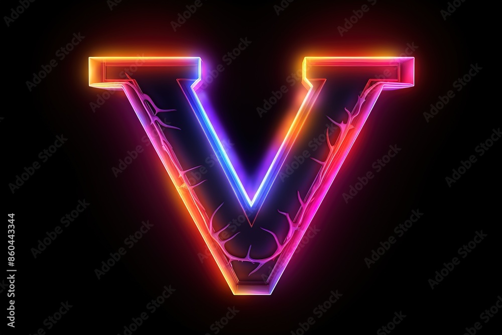 Colorful letter on black background. Vibrant shades of red, blue, and yellow create a striking contrast. Colorful letter on black background. Vibrant shades of red, blue, and yellow create a striking contrast.