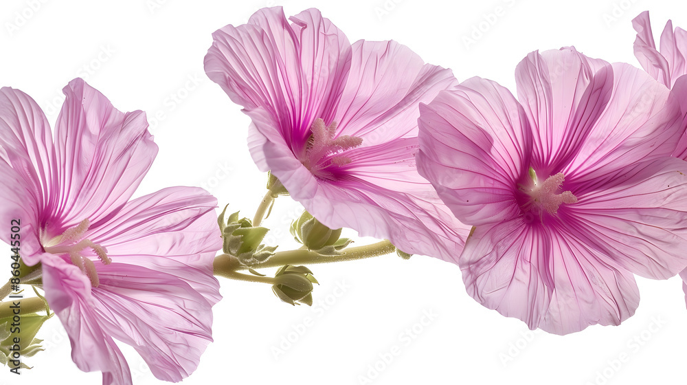 Greater musk mallow flowers isolated  on white background : Generative AI