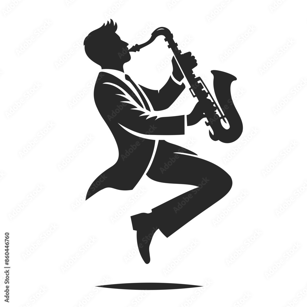 Naklejka premium silhouette musician playing a saxophone