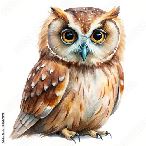 Owl water color isolated on a white background