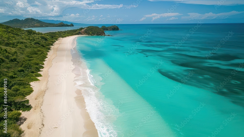 serene aerial view of turquoise blue ocean water and white sandy beach tropical paradise serene aerial view of turquoise blue ocean water and white sandy beach tropical paradise