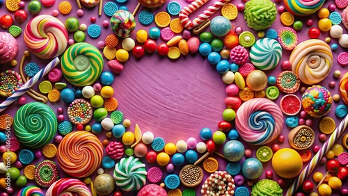 Vibrant and whimsical Candyland background with colorful candies and sweets , sweet, candy, colorful, vibrant, sugary photo