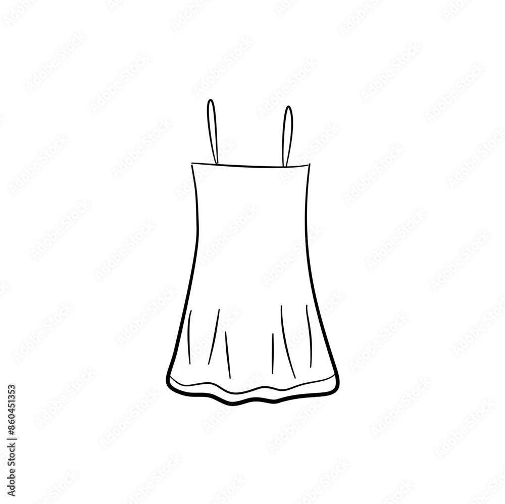 Woman Dress Flat Sketch Technical Illustration Woman Dress Flat Sketch Technical Illustration