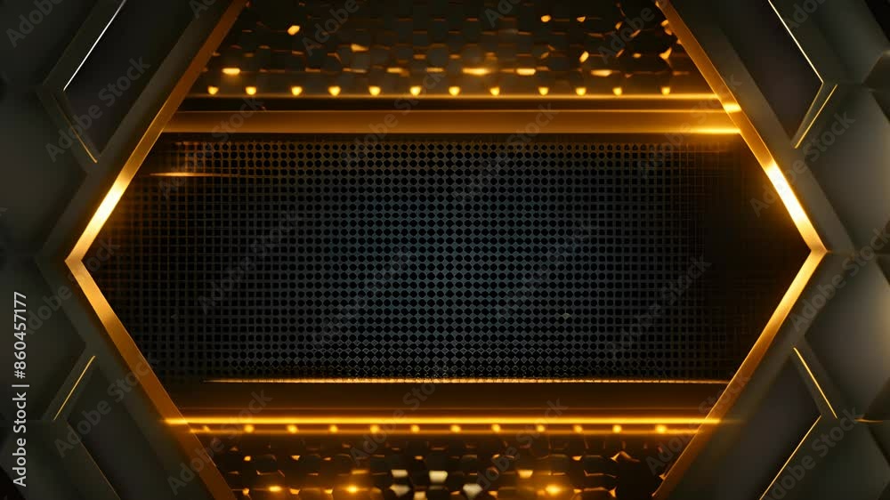 A black and gold background with a grid of squares