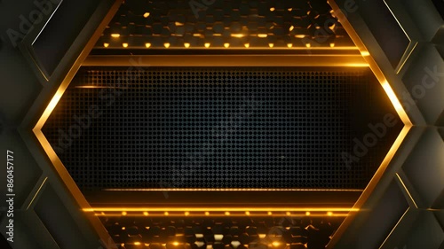A black and gold background with a grid of squares