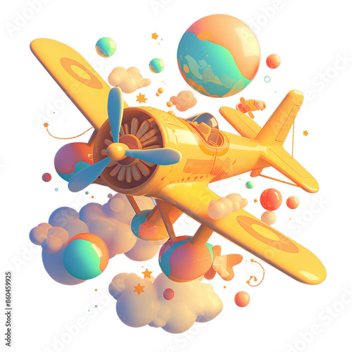Cute airplane 3D illustration
