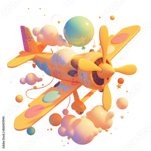 Cute airplane 3D illustration