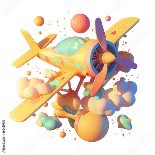 Cute airplane 3D illustration