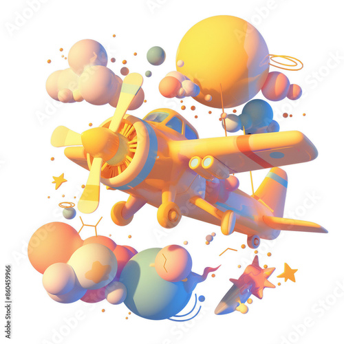 Cute airplane 3D illustration
