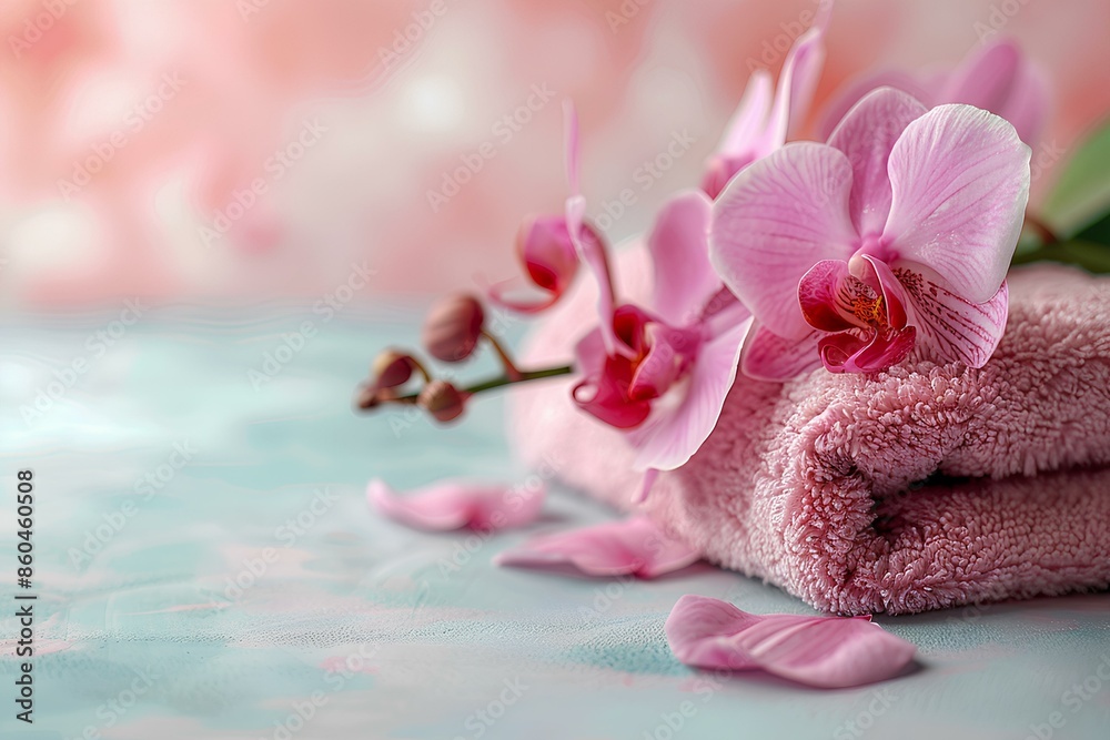 A pile of pink towels sitting on top of a table A pile of pink towels sitting on top of a table