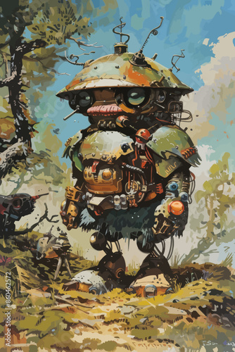 Mechanized Beast: A Robotic Monster in a Forest Setting