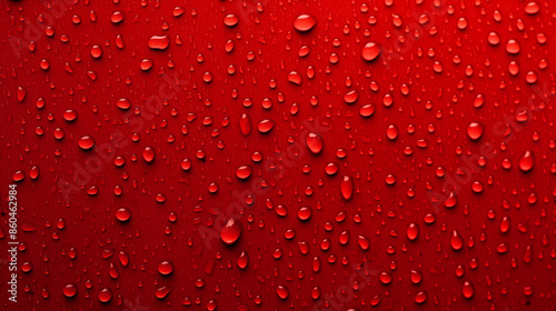 Drops of Water, Rain and Dew on Red Background, Abstract Image, Texture, Pattern Background, Wallpaper, Background, Cover and Screen of Cell Phone, Smartphone, Computer, Laptop, Format 9:16 and 16:9 -