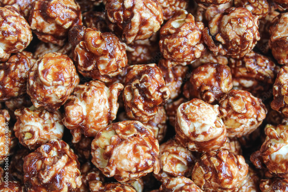 Close up texture of chocolate popcorn Close up texture of chocolate popcorn