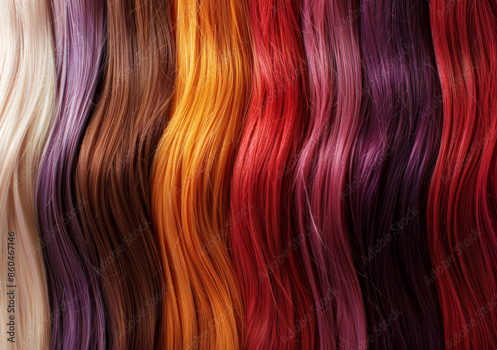 Naklejka premium Color hair swatch,colorful texture
