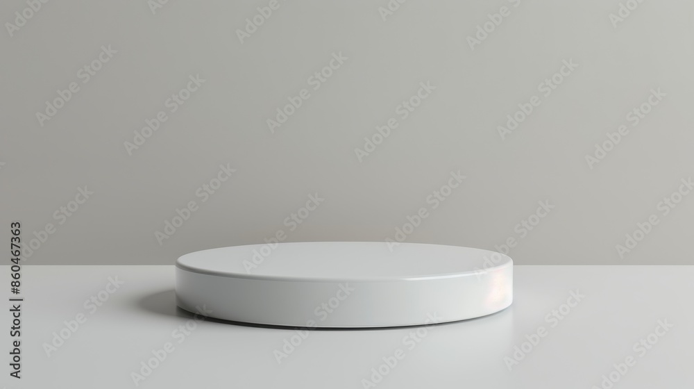 Single round podium on a light grey surface Single round podium on a light grey surface