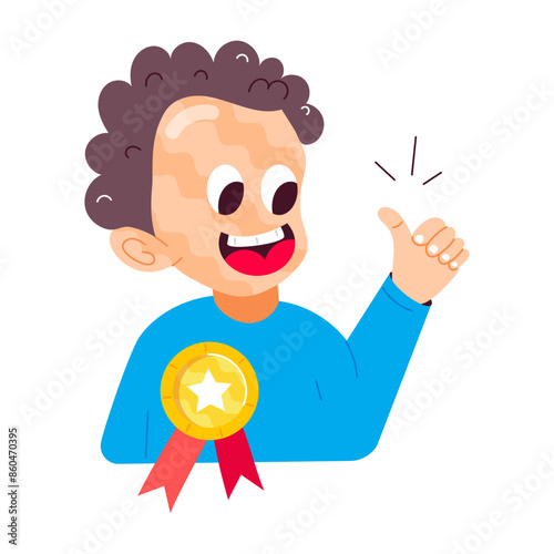 Latest flat sticker of winning emoji 

