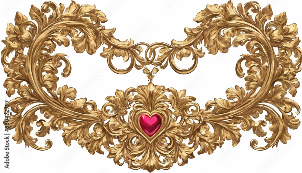 Gold Baroque Decorative Frame with Heart Design Gold Baroque Decorative Frame with Heart Design
