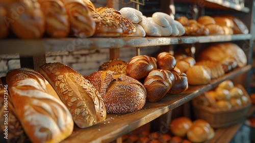 Breads on Supermarket Shelves: Different Bread Baguette