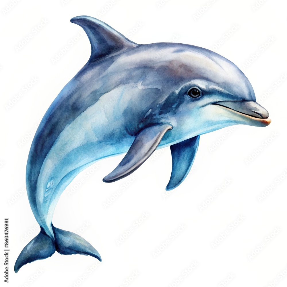 Dolphin watercolor isolated on a white background