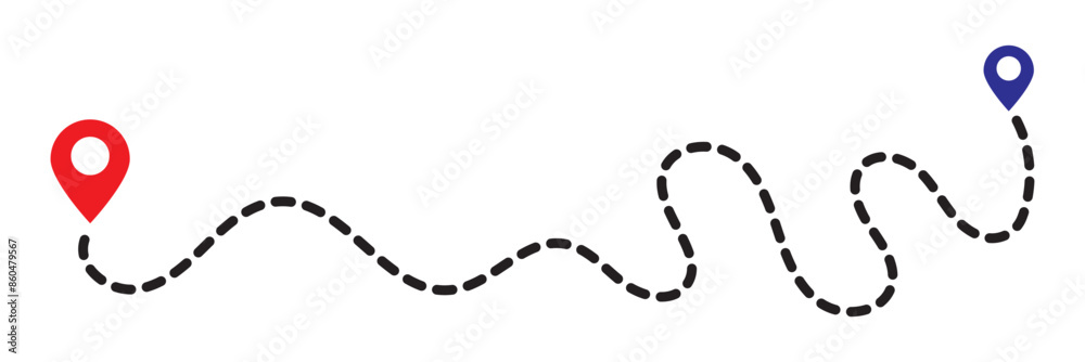 Map address location pointer symbol. location pin icon symbol sign isolated on transparent background, map icon. Location pin icon. Travel from start point and dotted line tracing. Map address location pointer symbol. location pin icon symbol sign isolated on transparent background, map icon. Location pin icon. Travel from start point and dotted line tracing.
