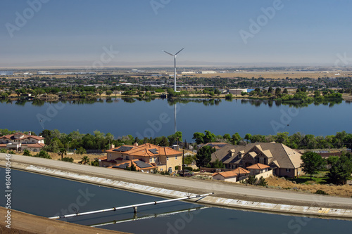 Palmdale Lake and Los Angeles Aqueduct, looking north, shown in Southern California on June 22, 2024.