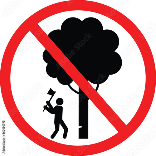 Stop cutting trees vector sign