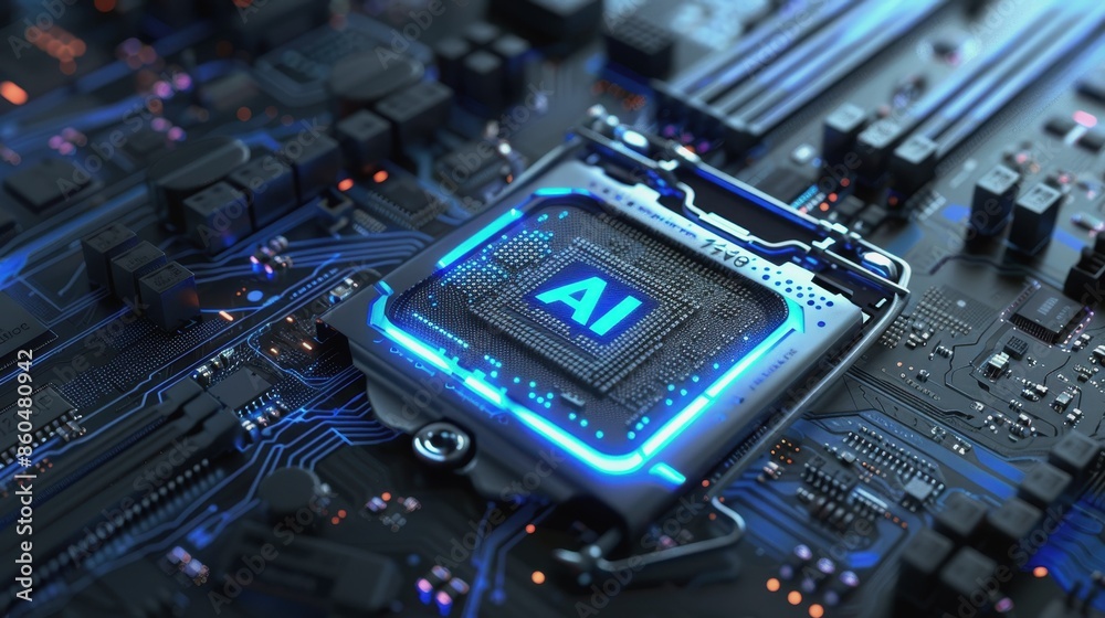 Fototapeta premium artificial intelligence technologies. artificial intelligence in system servers. artificial intelligence in the motherboard