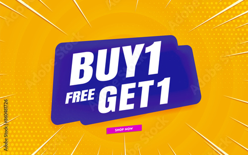 buy 1 get 1 sale banner template yellow