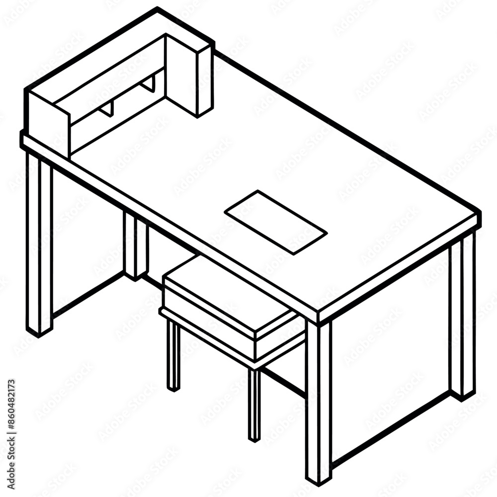Modern office desk in isometric perspective
Modern office desk in isometric perspective