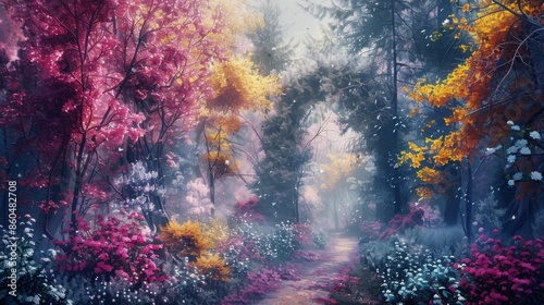 Enchanted Forest Path in Autumn
