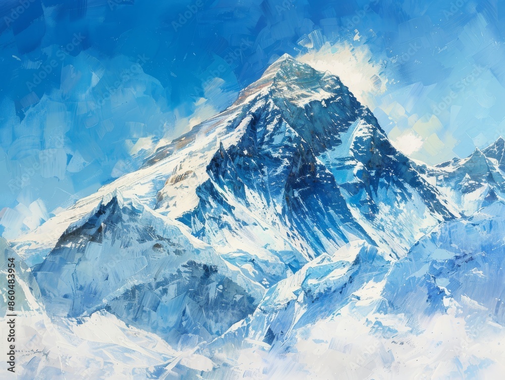 Obraz premium Majestic Mount Everest Summit - Panoramic View of Highest Peak in the World
