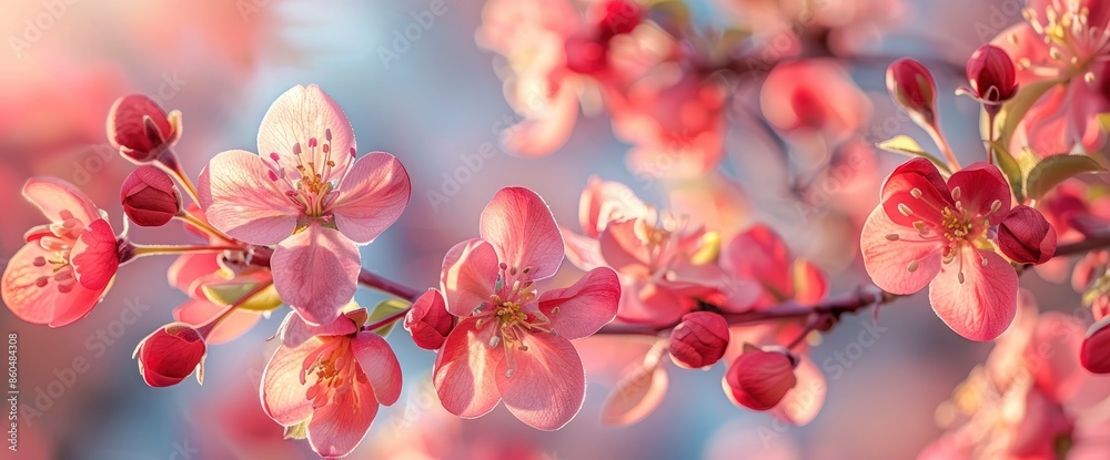 Springtime Blooming Crabapple Tree Blossoms Banner, Showcasing Their Vibrant Beauty Springtime Blooming Crabapple Tree Blossoms Banner, Showcasing Their Vibrant Beauty