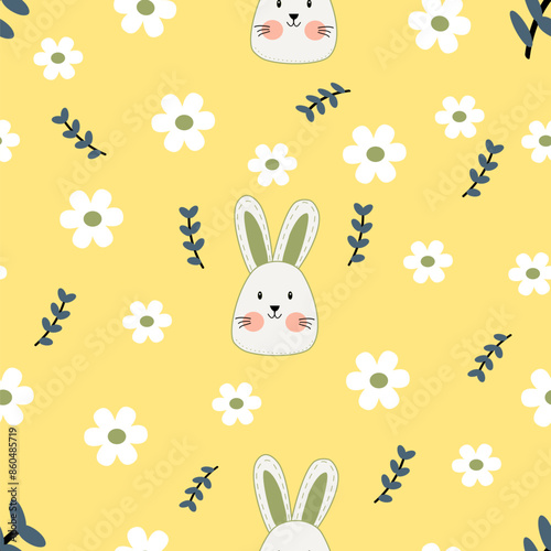 easter seamless pattern with rabbits