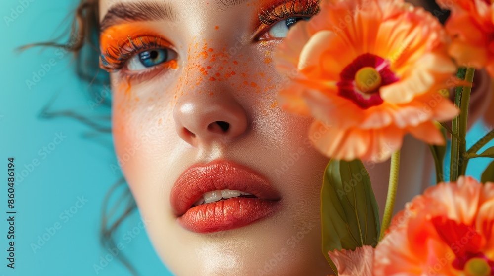 Fototapeta premium International Beauty Day. girl's face in close-up in flowers