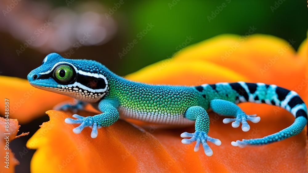 Fototapeta premium nano materials inspired by gecko feet with intricate patterns and vibrant colors representing adhesive properties