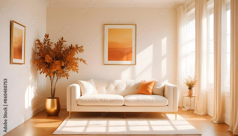 Fototapeta premium white and gold theme modern interior design