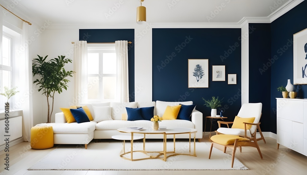 Fototapeta premium white and gold theme modern interior design