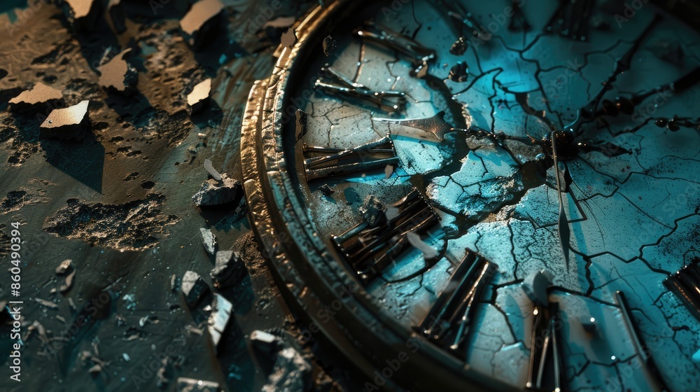 Obraz premium Broken clock, passing away. Generative AI
