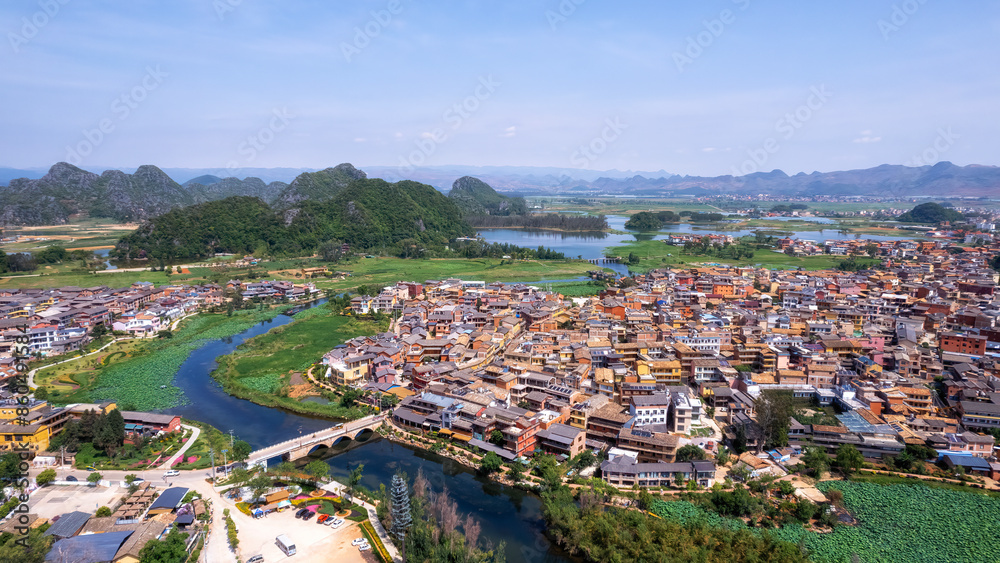 Serene Aerial View of Urban Landscape Serene Aerial View of Urban Landscape