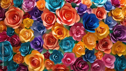 Colorful, paper, roses. Generative AI