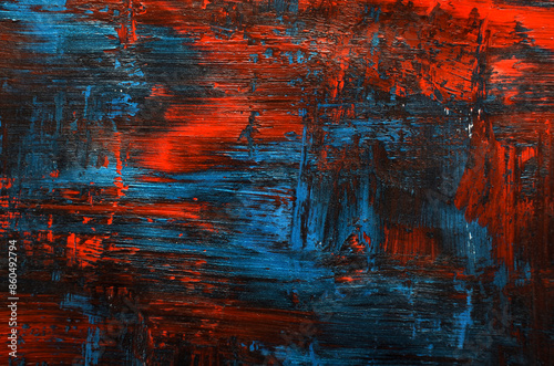 dirty art background with brush strokes in red and blue color