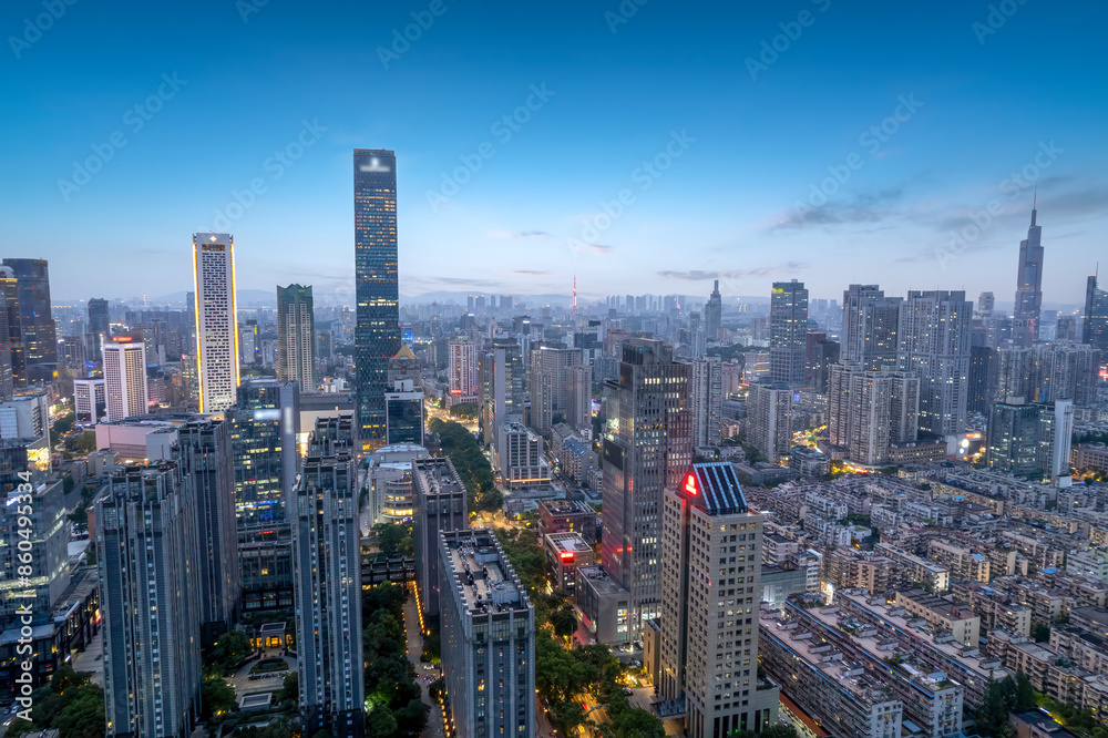 Stunning Evening Skyline of Modern City Stunning Evening Skyline of Modern City