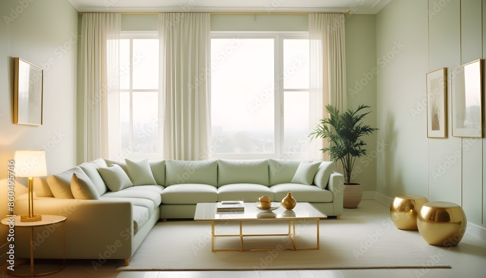 Fototapeta premium white and gold theme modern interior design